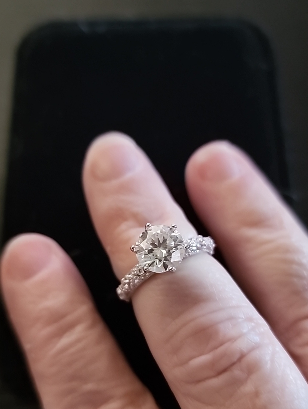Elegant Rhodium-plated Moissanite Solitaire Engagement Ring - Size 6